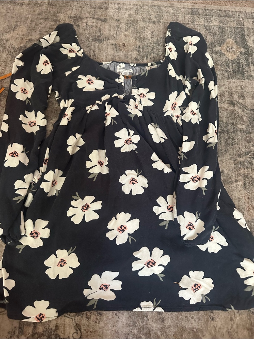 AE Black Floral Long-Sleeve Women’s dress